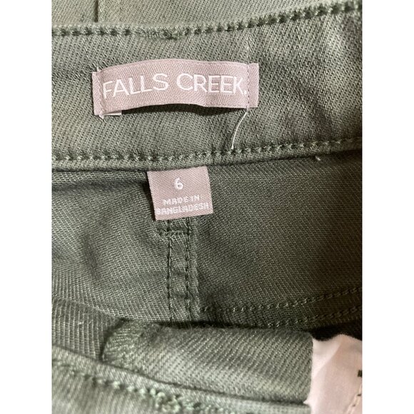 Falls Creek Women's Size 6 Green Denim Jean Midi Skirt Front Slit - Picture 6 of 8